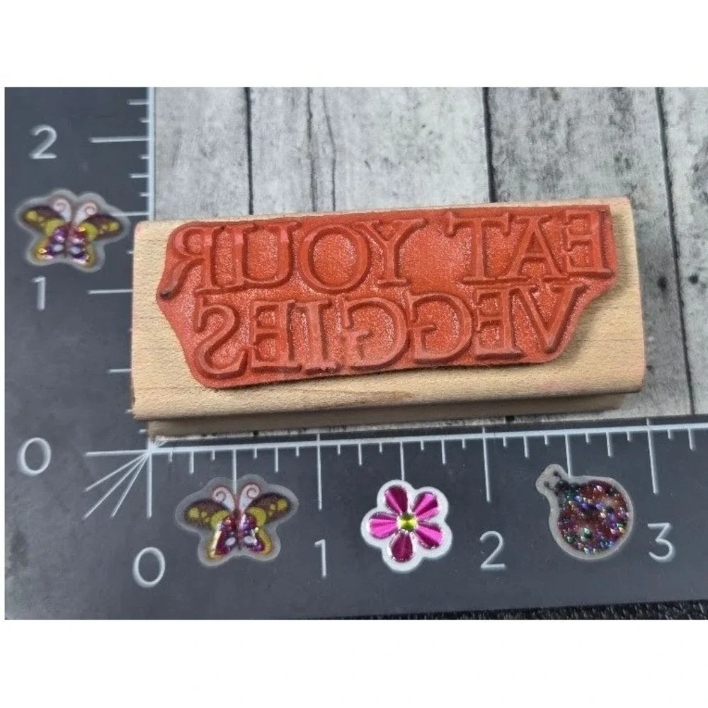 A Stamp In The Hand Eat Your Veggies Rubber Stamp Wood #J66